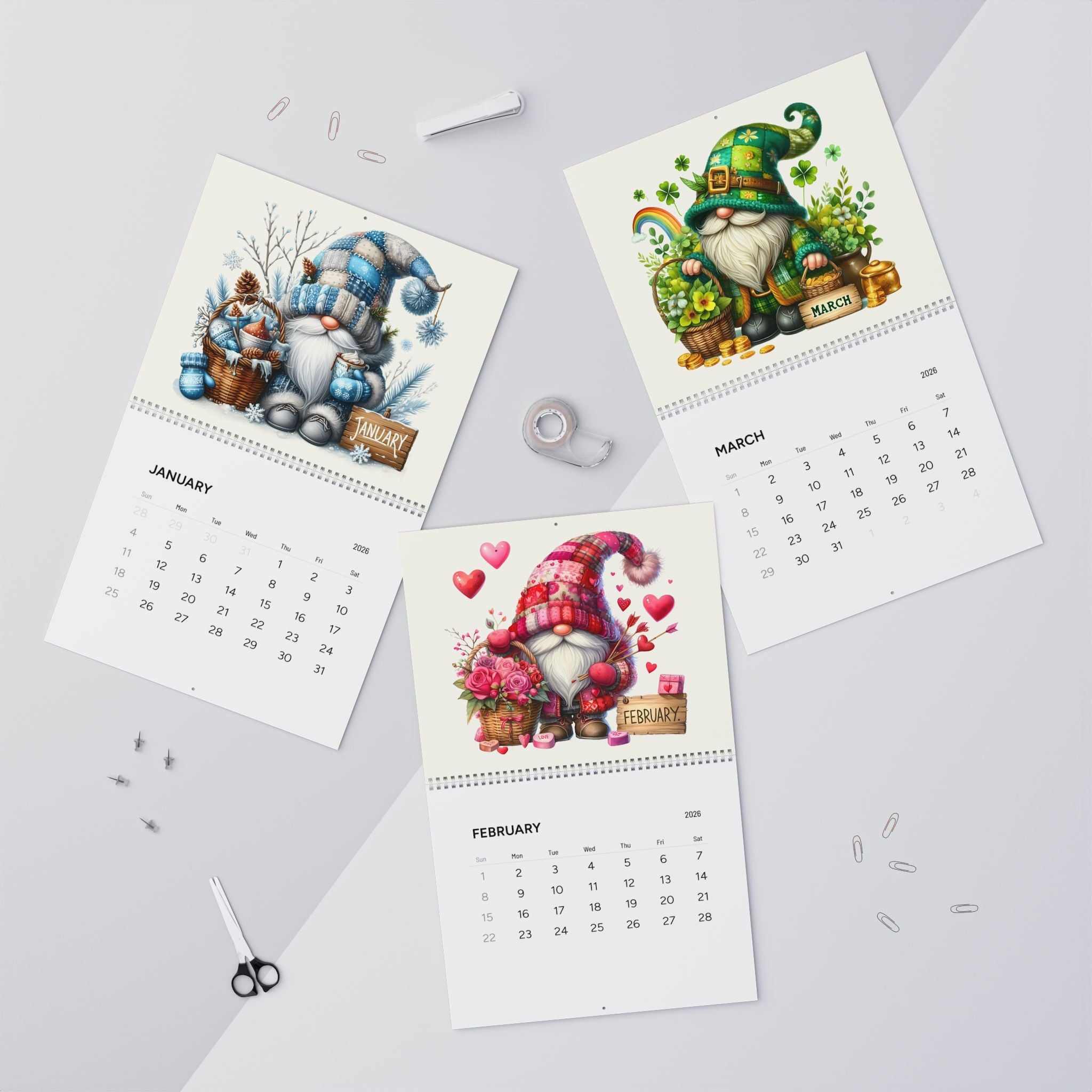 Gnome Wall Calendar 2026
