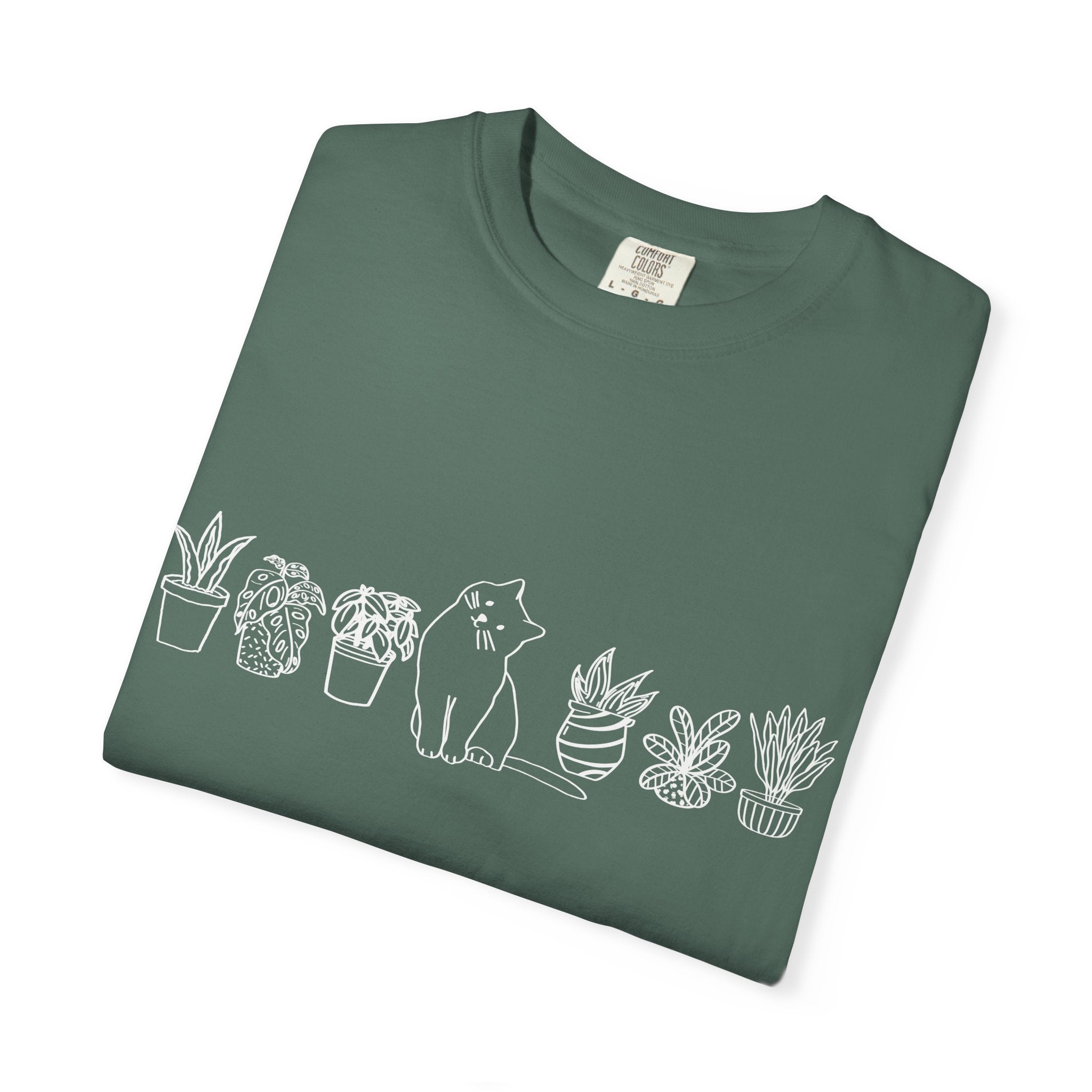 Cats & Plants Unisex Garment-Dyed T-shirt 1