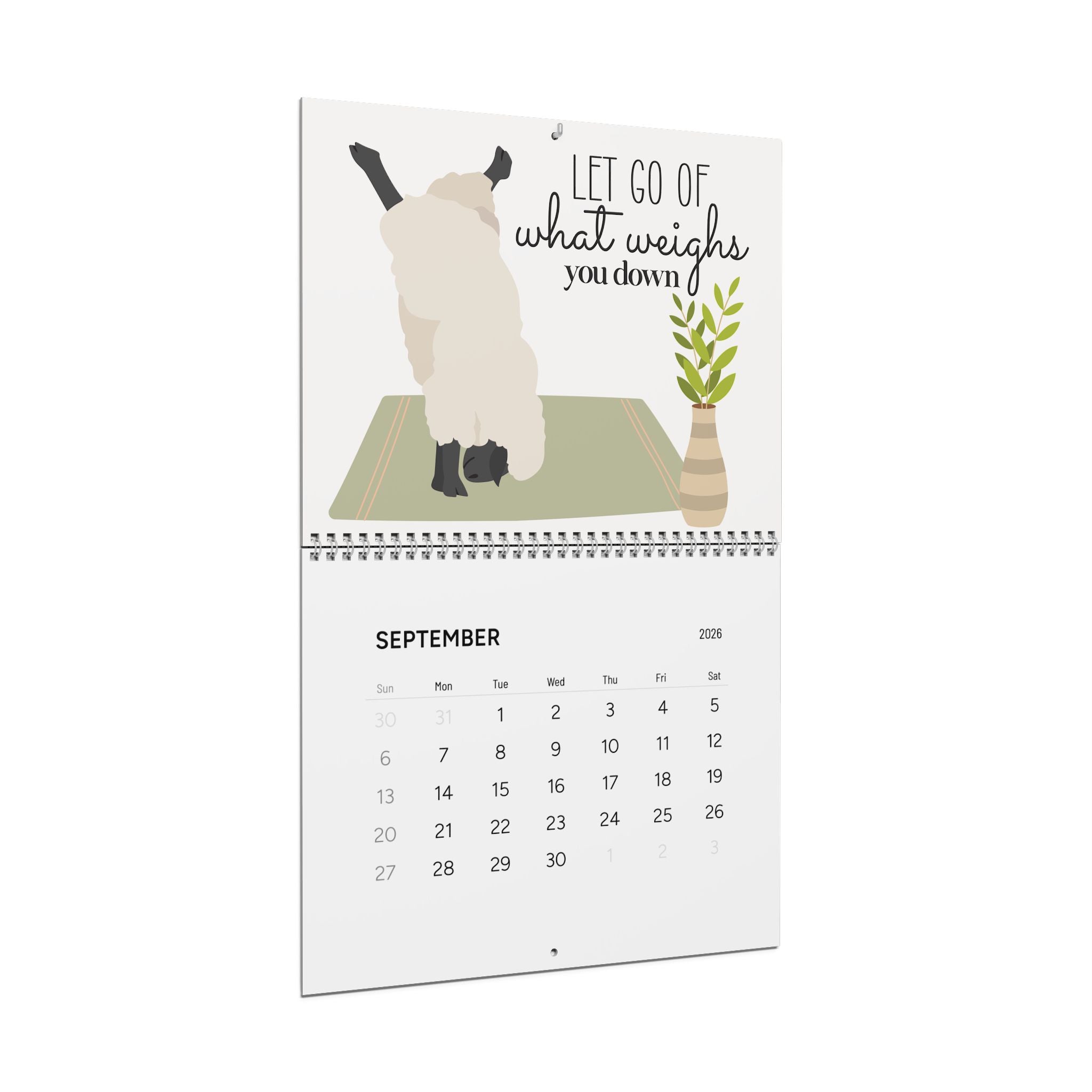 Sheep Zen 2026 Wall Calendar - Mint