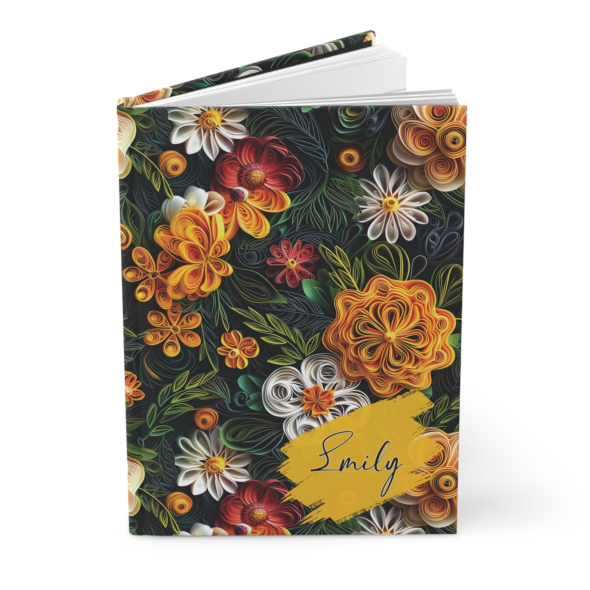 Green Yellow Floral Hardcover Journal 2