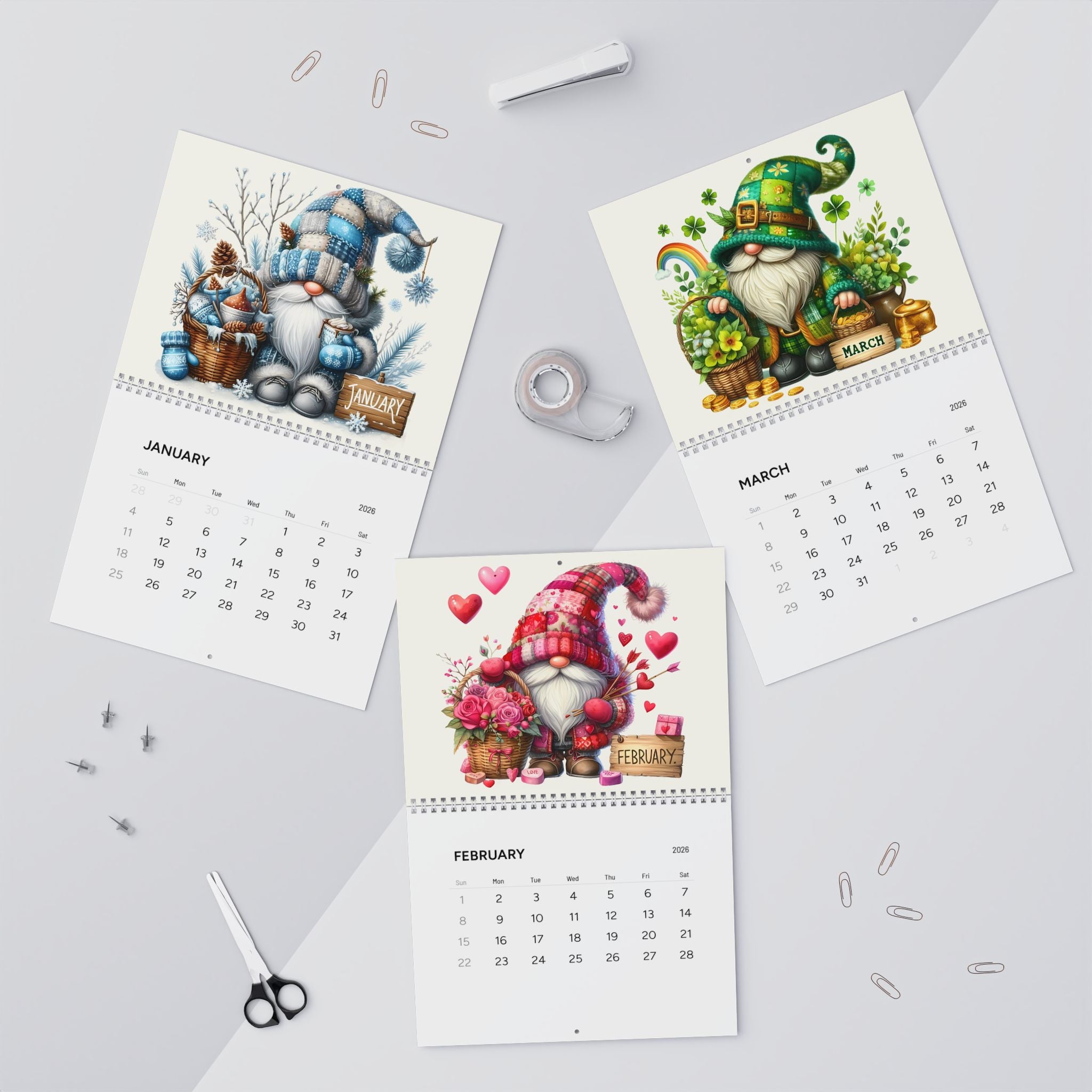 Gnome Wall Calendar 2026
