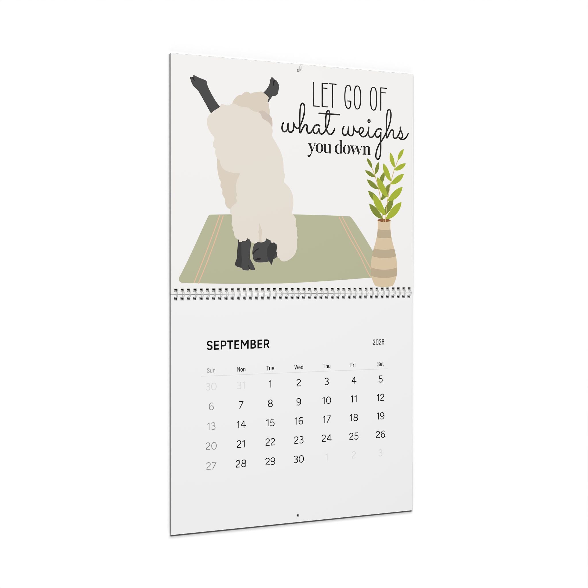 Sheep Zen 2026 Wall Calendar - Mint