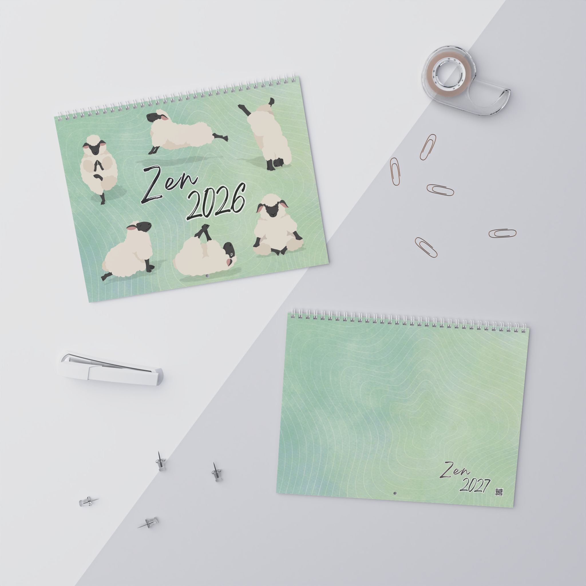 Sheep Zen 2026 Wall Calendar - Mint