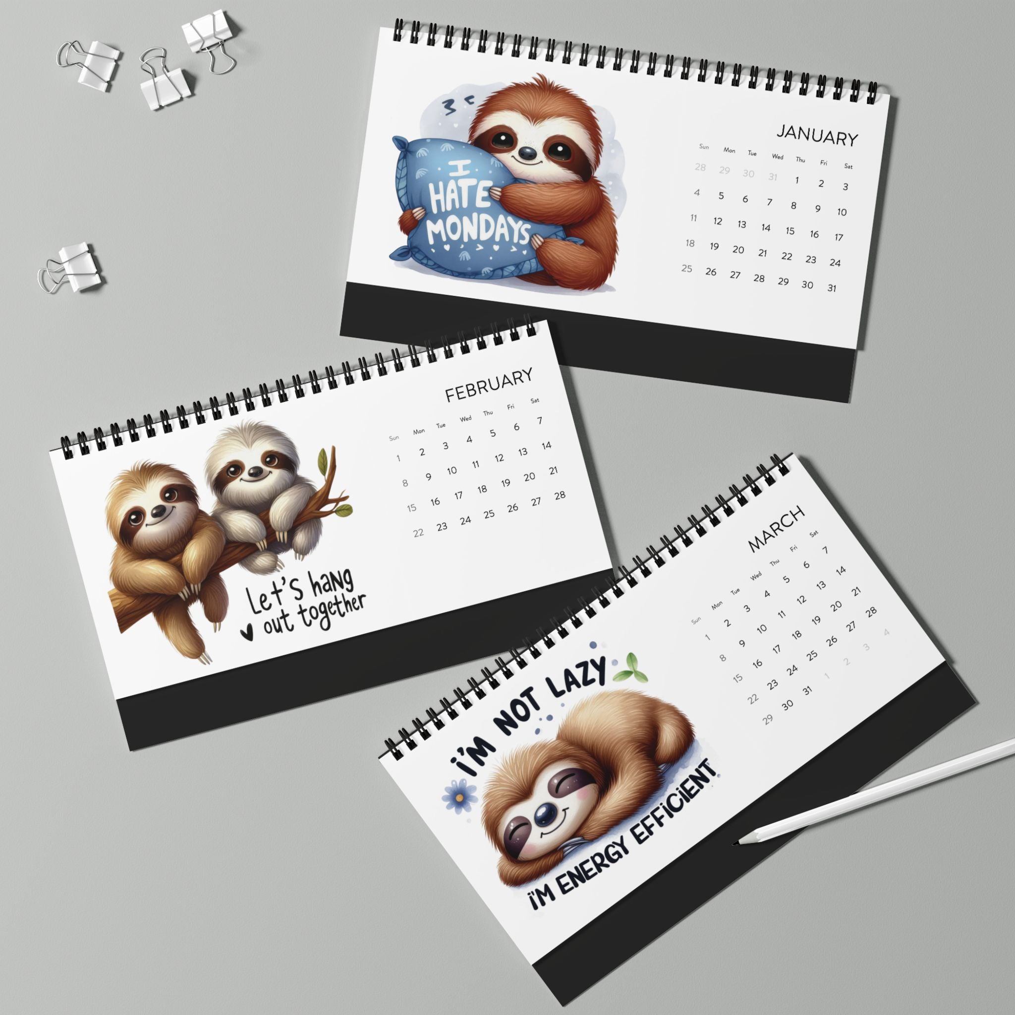 Sloth Desk Calendar 2026 - 1